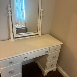 Bedroom White Desk With Mirror