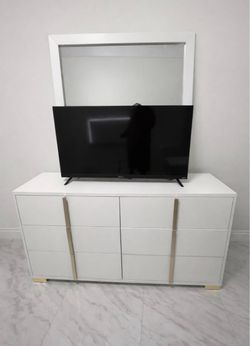 WHITE & GOLD 6 Drawer DRESSER π€π