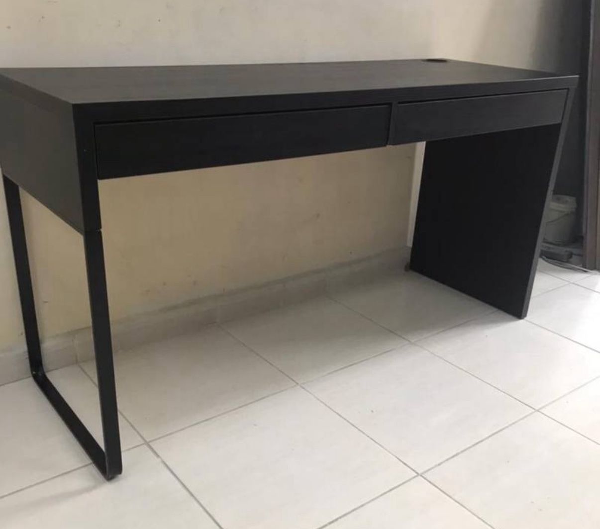 IKEA Black Wood Micke Computer Desk Study Table With 2 Drawers 
