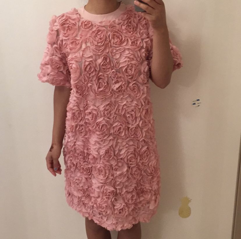 Pink flower dress. S