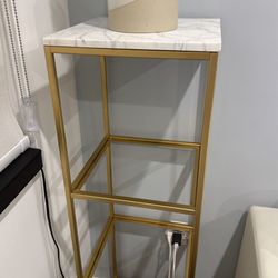 Pottery Barn Gold White Marble And Glass Shelf 