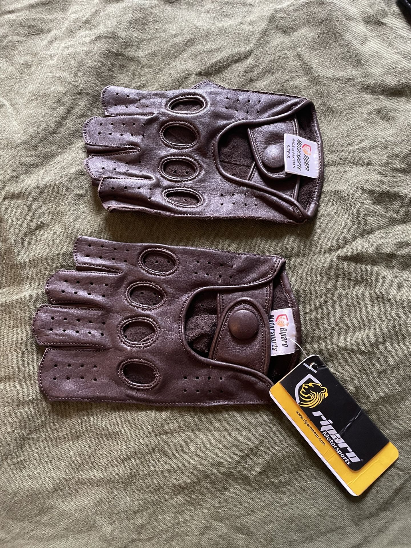 Brown Leather Motorcycle Gloves