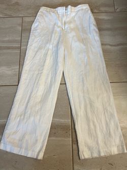 White Wide-Leg Linen Pants size 8