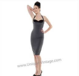 Unique vintage stop staring halter polka dot dress large