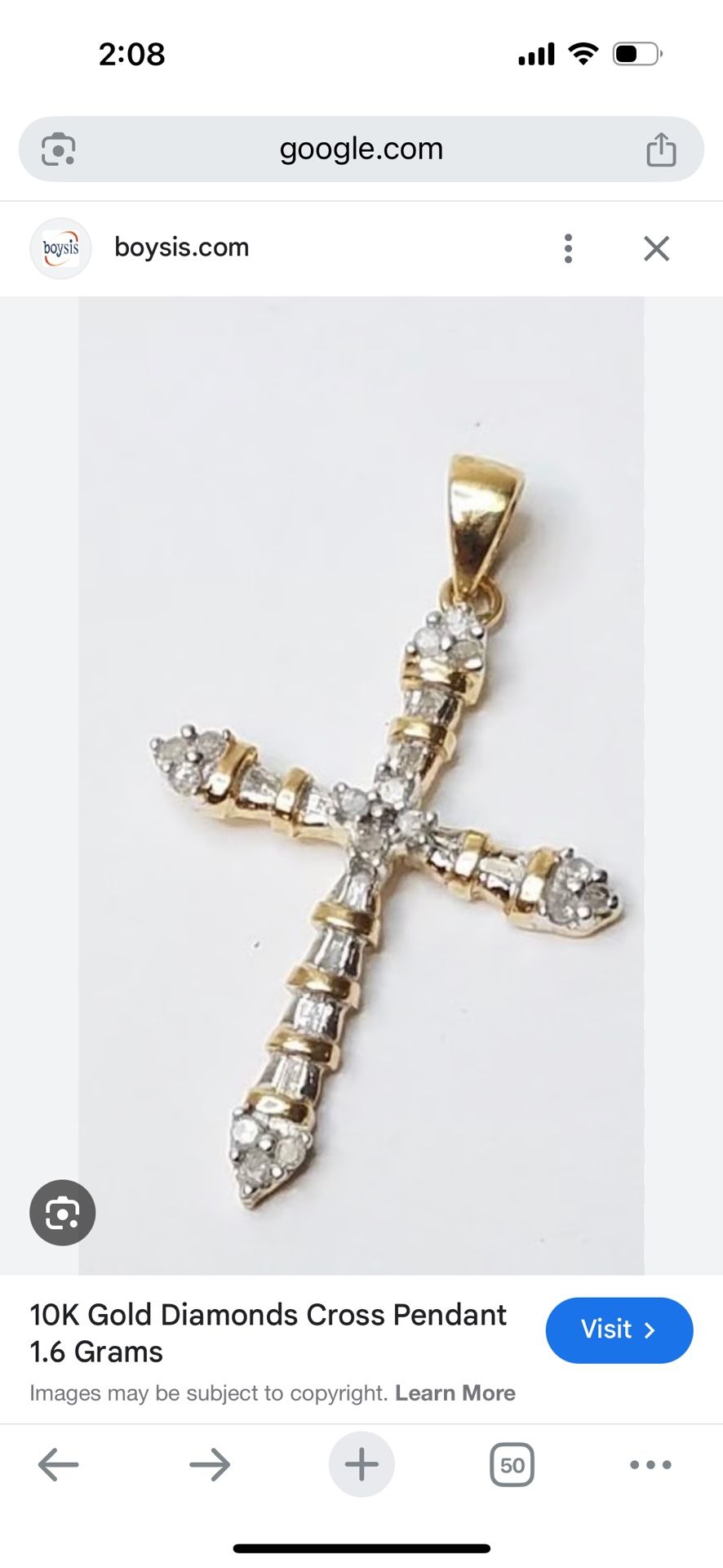 10K Gold Diamonds Cross Pendant