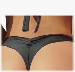 Medium Ruched Back Bikini Bottoms High Cut Bathing Suit Bottoms Cheeky Thong Swimsuit Bottom