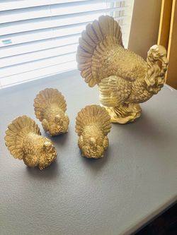 ZGALLERIE Gold Turkey Figurine Set of 4