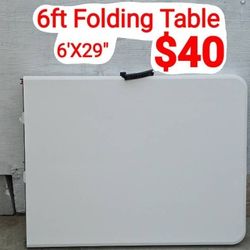 6ft Folding Table - White 6' X 29" (Standard Size) 