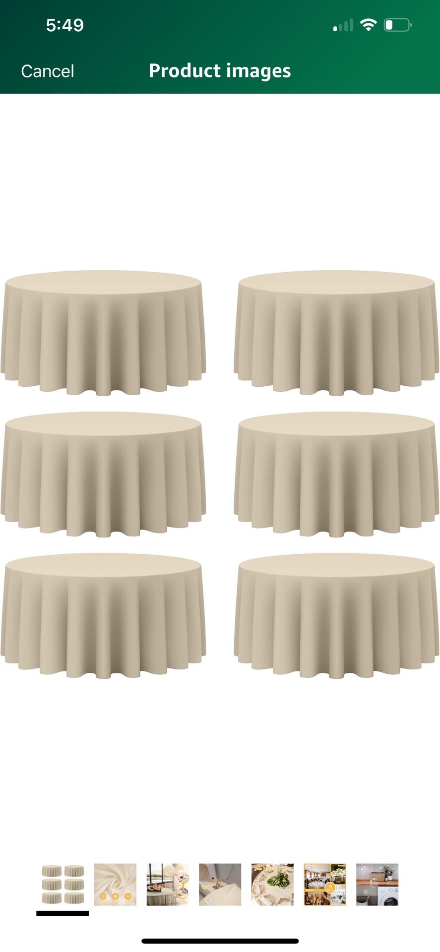 BRILLMAX 6 Pack Beige Round Tablecloths 132 Inch - Circle Bulk Linen Polyester Fabric Washable Table Clothes Cover for Wedding Reception Banquet Birth