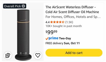 The AirScent Waterless Diffuser Cold Air Scent Diffuser Oil Machine for Homes