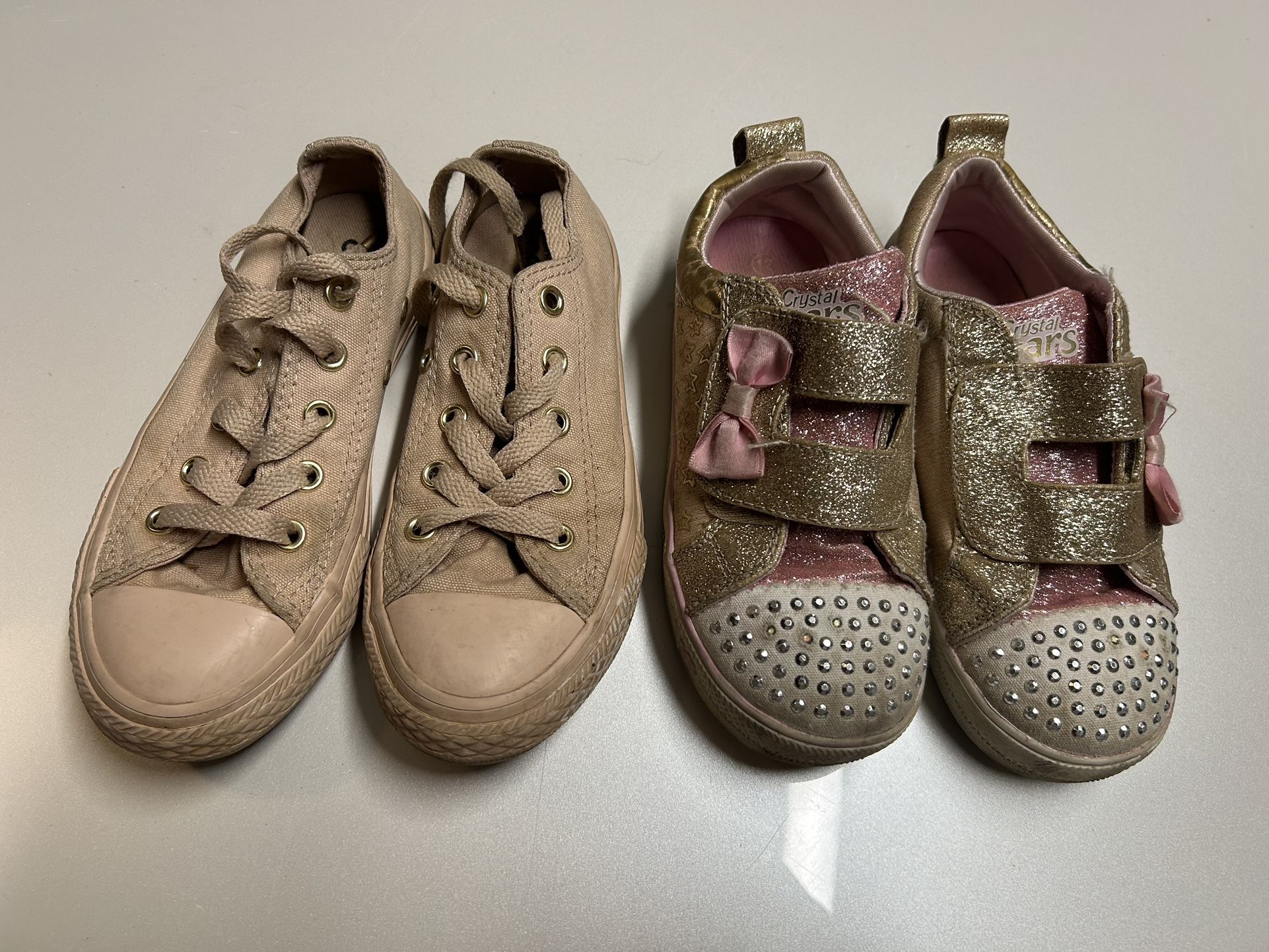 Converse and Skechers twinkle toe kids shoes lot