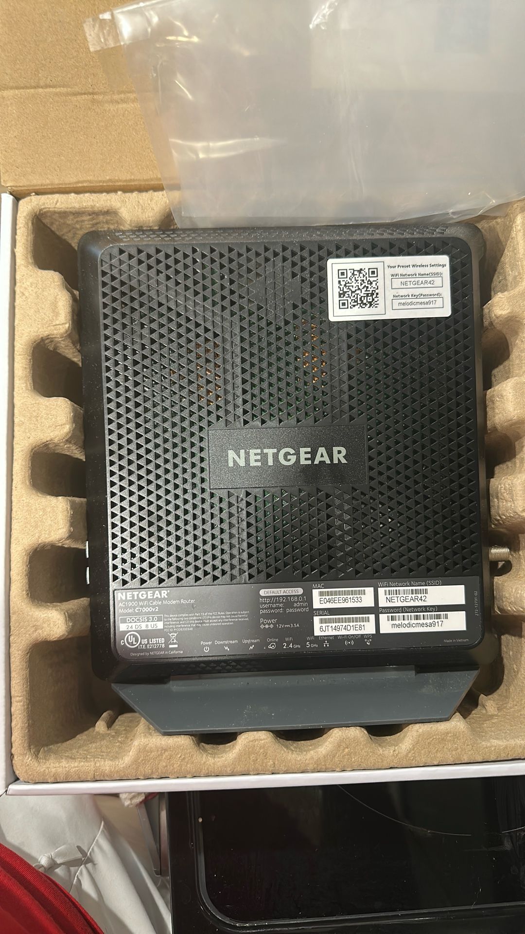 nighthawk ac1900 wifi cable modem router