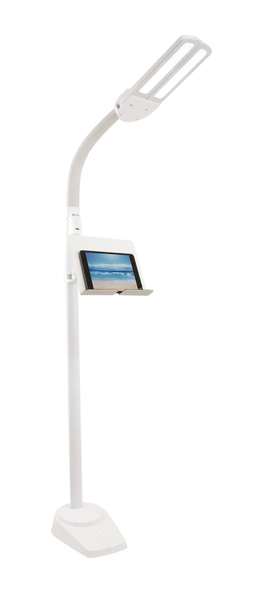 Ottlite Dual Shade LED Floor Lamp With USB Charging Station And Adjustable Shelf
