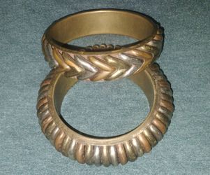 Brass Bangle Bracelets Set of Two