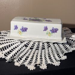 Porcelain Butter Dish W/Violets