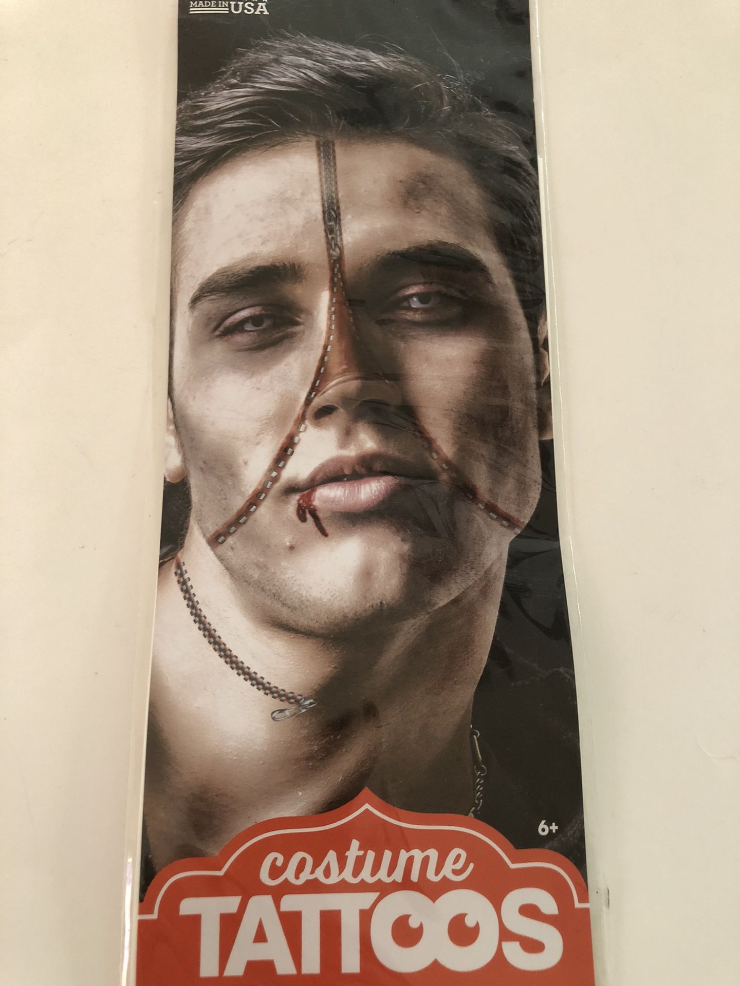 Savvi Costume Tattoos 12pc Zipper Face Halloween Horror Costume Makeup Tattoos