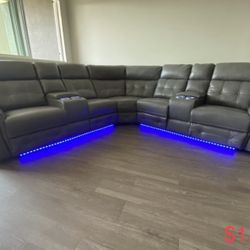 Power Recliner Sectional With LED Lights