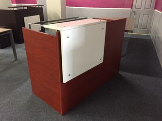 New in boxes cherry & white reception desk 60"