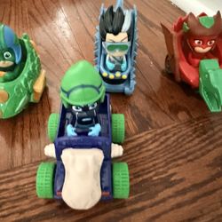 PJ Masks Racers~Figures In Vehicles~Cars Gekko Catboy Romeo Owlette Lot Of 4