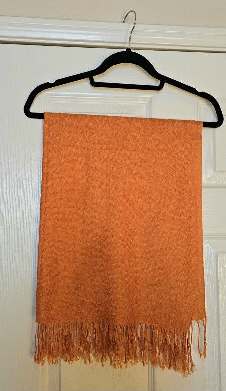 Orange Pashmina Scarf Wrap Shawl W/Fringe