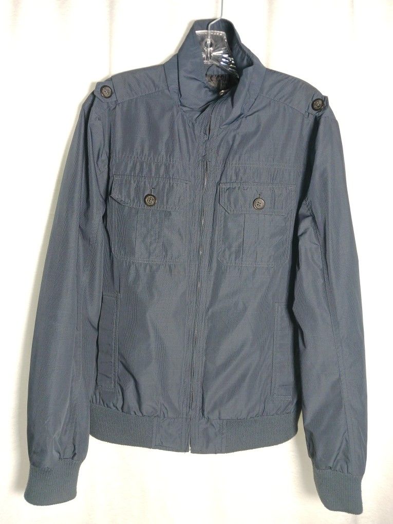 Sm Marc Anthony Mens Long Sleeve Full Zip Blue Lined Casual Light Coat Jacket