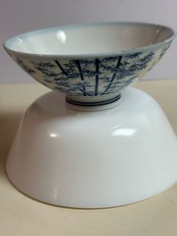 Japanese porcelain bowl with bamboo design