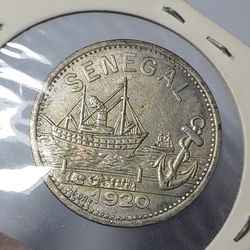 1920 SENEGAL 25C. DAKAR 6.4GR. SILVER COIN