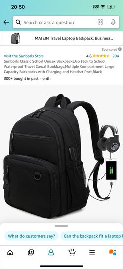 Black Backpack With Charging Outlet(May Or May Not Include Cord)