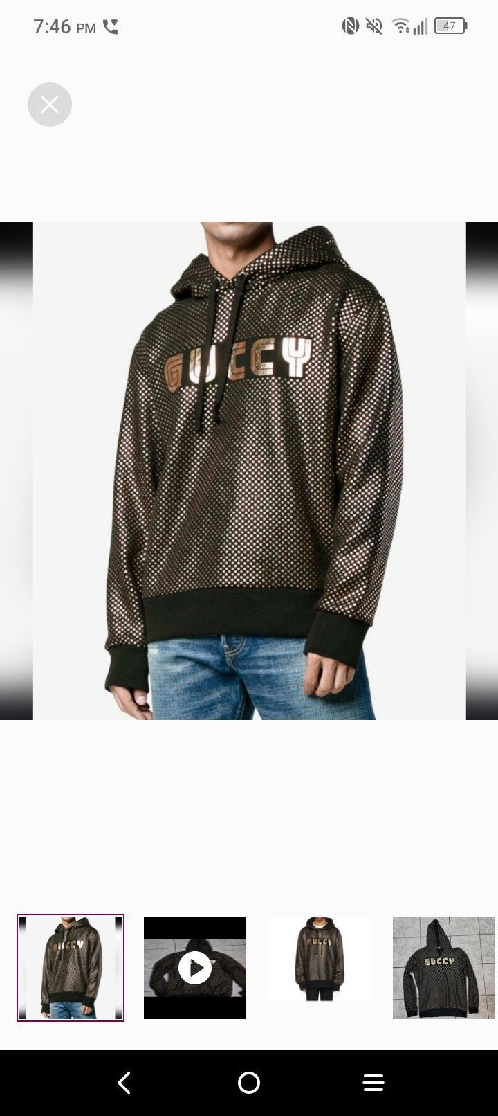 Gucci Gold Star Print Hoodie Men's SMALL