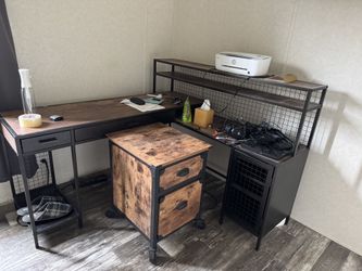Desk and File Cabinet