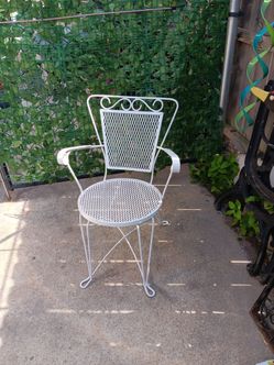Vintage Heavy Duty Wrought Iron Outdoor Patio Bistro Chair