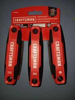 CRAFTSMAN SAE Folding Hex Key Set, 3-Piece 5/32 in Standard (SAE) Red/Black