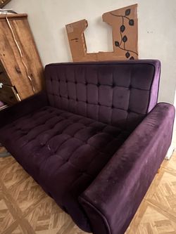 Purple Velvet Tufted Loveseat Sofa