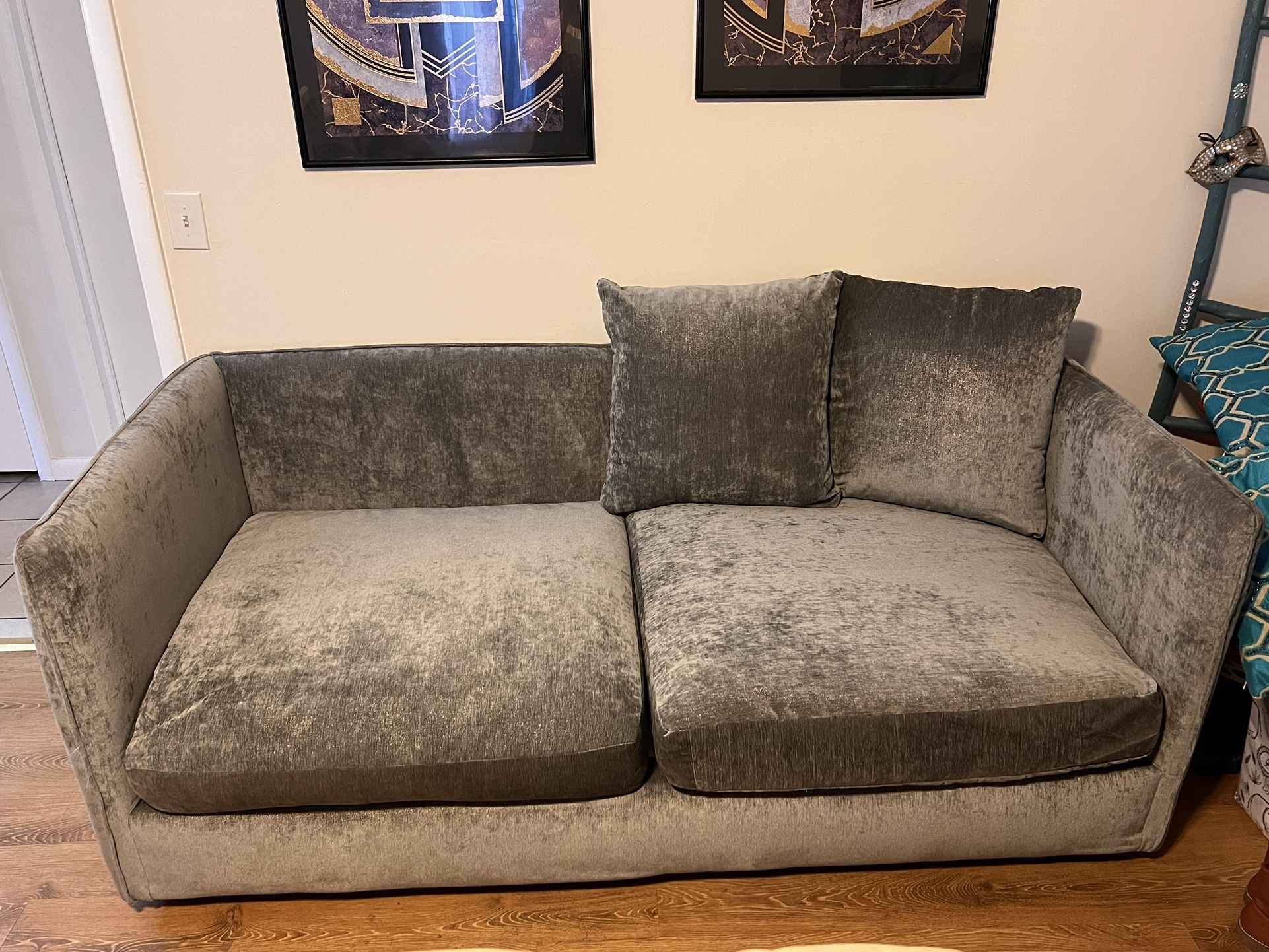 80 inch Deep Seat Grey Metallic Sofa