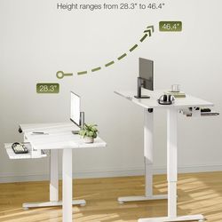 Electric Standing Desk with Keyboard Tray, 40 Inch Height Adjustable Small Table, Sit Stand Table, Writing Computer Desk for Home, Office, Workstation