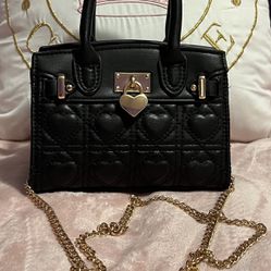 Mini Black Bag w/ Gold Crossbody Chain 