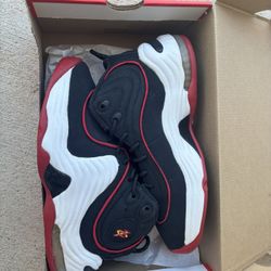 Boys' Nike Air Penny 2 GS Miami Heat Black/White/Red Sneakers, Size 6Y