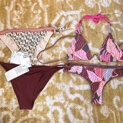 Lot Of 4 BNWT H&M And Maaji Bikini Tops And Bottoms 