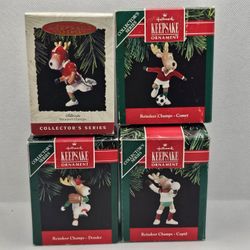 Hallmark Ornaments Lot Of 4 Series Reindeer Champs 5 6 7 8 Sport Theme 1990-93

Ornaments are in good condition,  no flaws
Includes reindeer champs - 