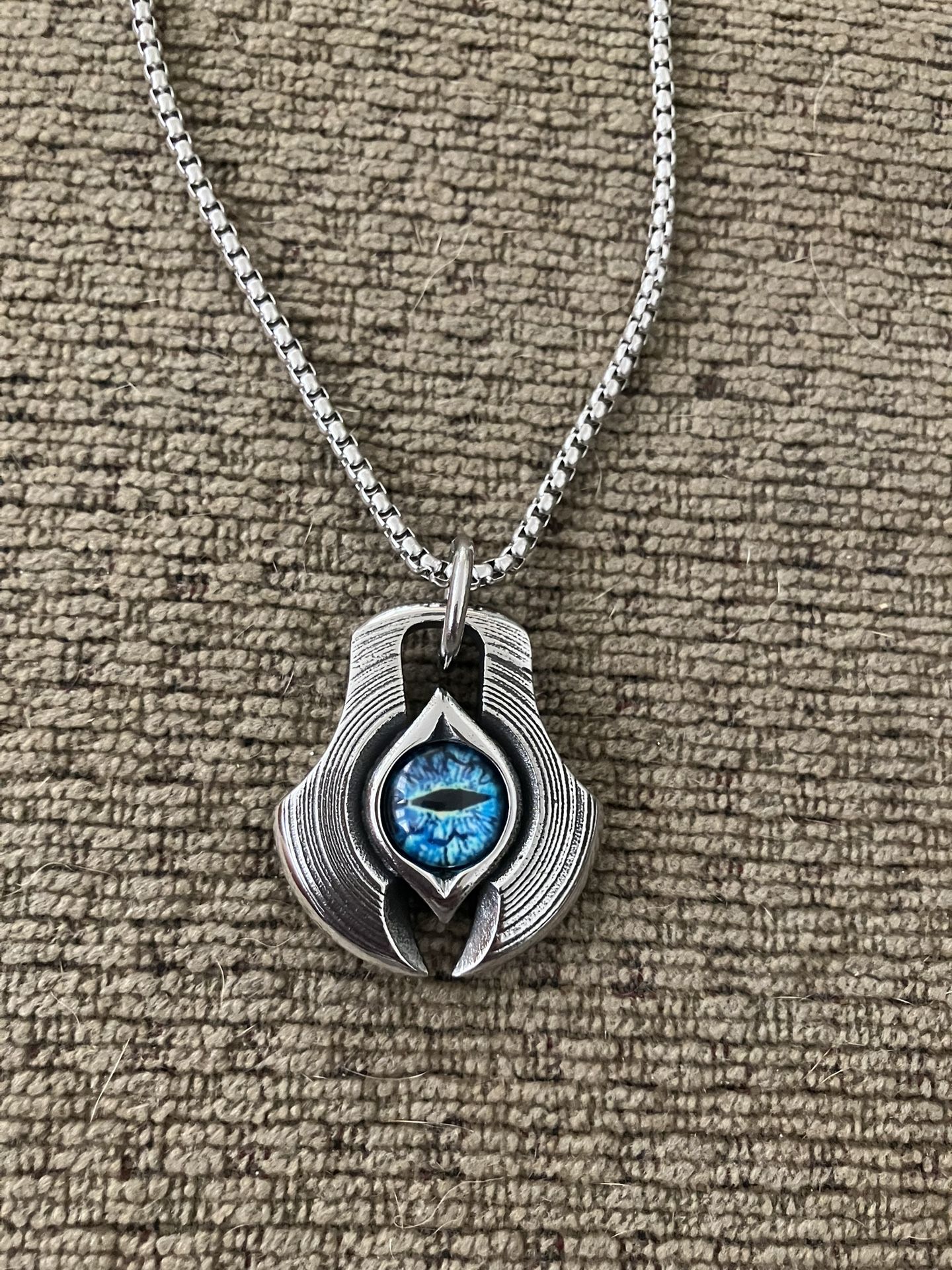Sterling Silver Blue Vintage Gods Eye Necklace