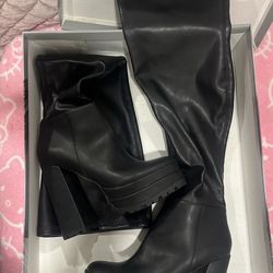 JLO Thigh High Boots Black Faux Leather