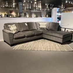 Grey 2pc Chaise Sectional Couch