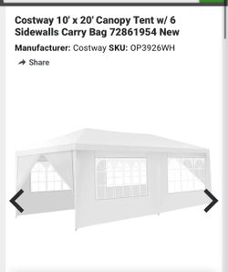 Costway 10x20 Canopy Tent with 6 Sidewalls