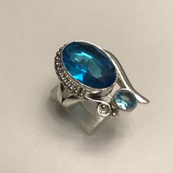 Blue Topaz 925 Sterling Silver Ring 