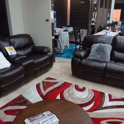Madrid Brown Leather Reclining Sofa/Loveseat Sets---$1299---Wow!!!---Same Day Delivery Available 