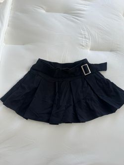 Black Pleated Mini Skirt with silver accent