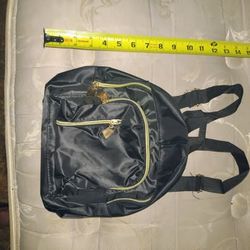 Mini Backpack — Black Oxford, Gold Zippers (New)