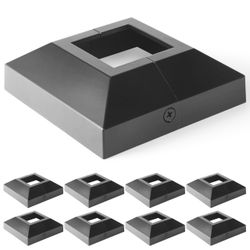 Wocepu 8 Pcs 2"X2" Aluminum Deck Post Base Cover, For Deck Railings, Stairs, Patios, Porches Split Deck Post Skirt (Black)