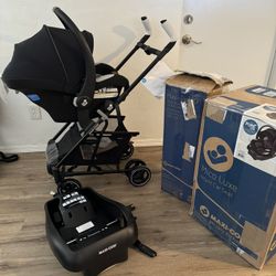 Brand new Maxi-Cosi Mico  Luxe+ Infant Car Seat, Essential Black, and maxi cosi Caddy