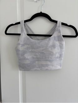 lululemon athletica Light Gray Camo Cropped Sports Bra
